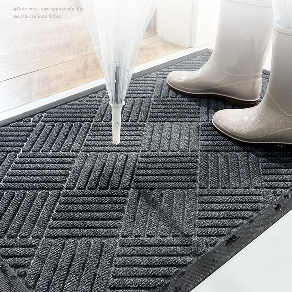 MATZEN Diamond Entrance Mats Indoor Outdoor, Front Door Mat Entryway Entrance Waterproof Outdoor Doormat, Heavy Duty Non Slip Durable Weatherproof Porch Deck Terrace Office Entrance Mat, 4x2, Brown