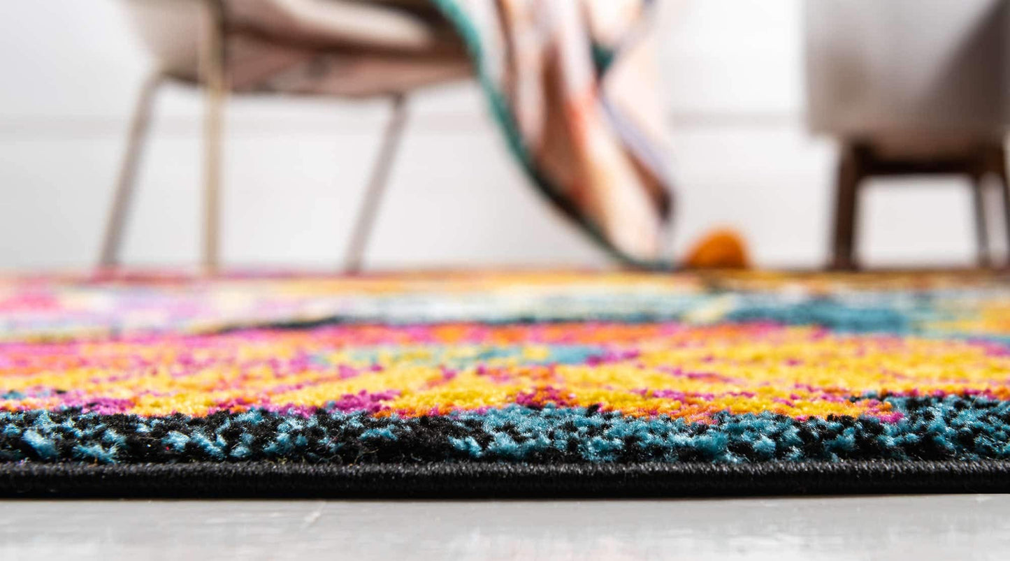 Unique Loom Lyon Collection Area Rug - Kennedy (4' x 6' Rectangle, Black/ Green)