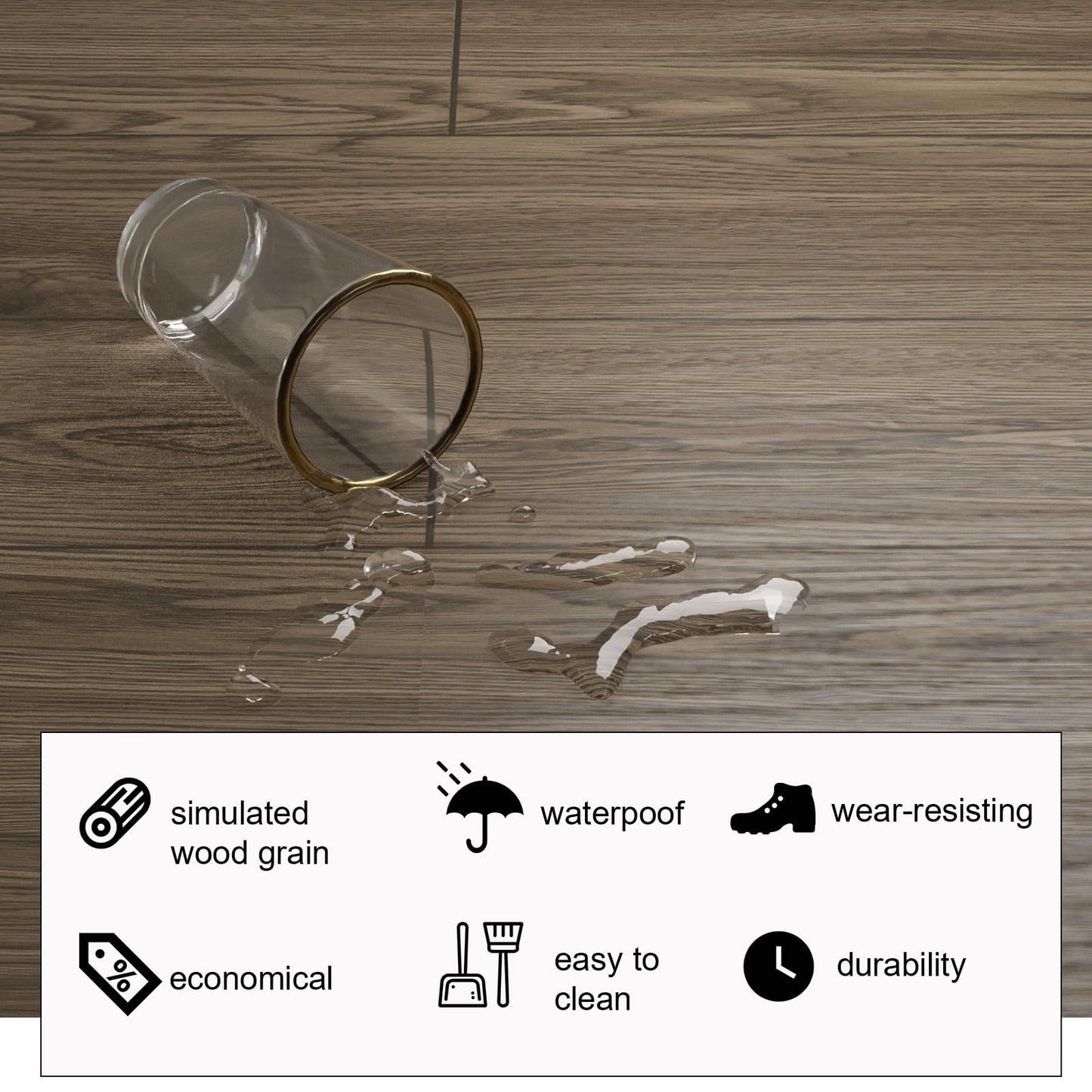 Oxdigi Peel and Stick Vinyl Flooring Roll 23"x 118"/19 Sq.Ft, Thicken Self Adhesive Vinyl Floor Tiles Wood Plank Flooring Waterproof Wear-Resistant for Any Room, Easy DIY Floor Coverings, Brown