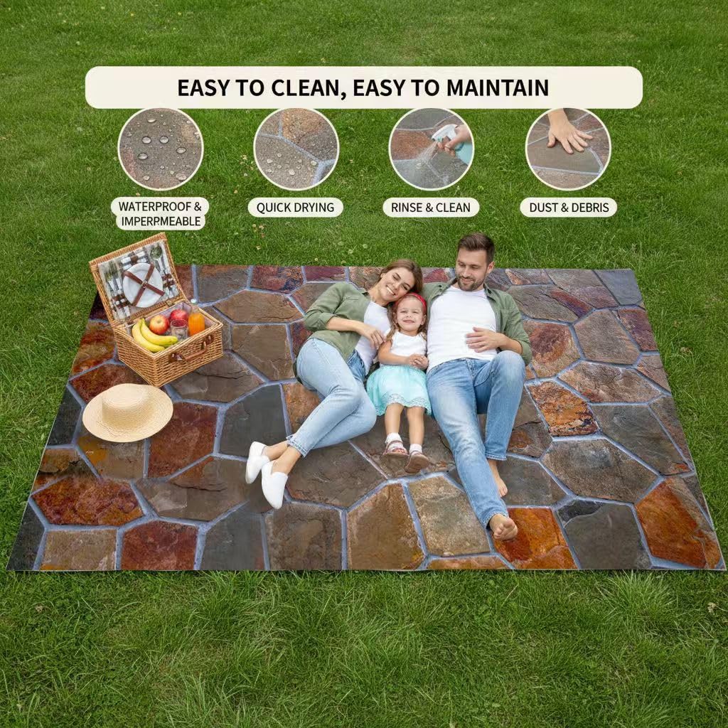 Rustic Distressed Grey Brown Rock Stones Texture 2x3 Outdoor Area Rug for Garden Backyard Balcony Patio Camping Deck Pool Floor Mats Non Slip Washable Waterproof Thin Indoor Outside Carpets