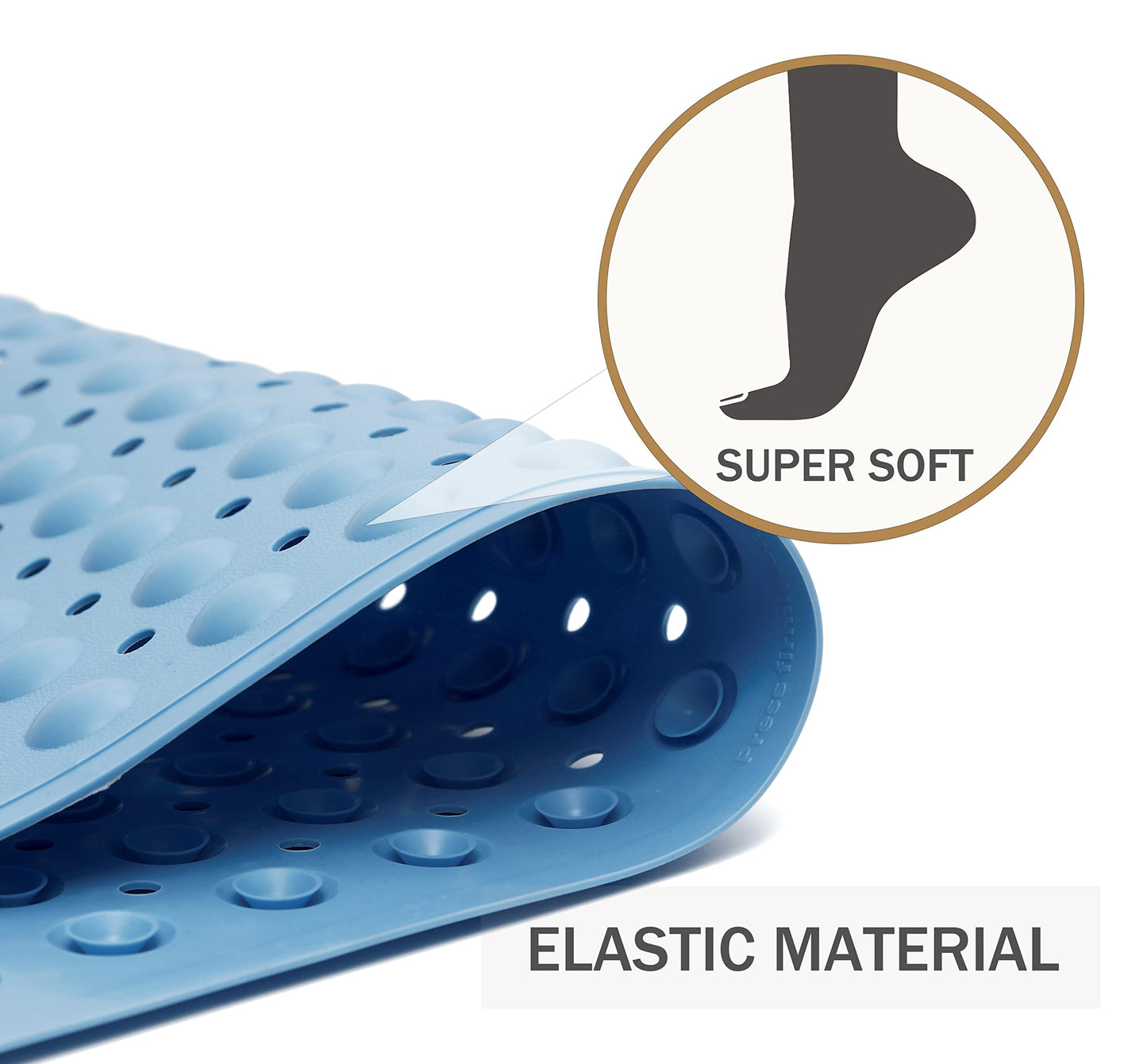 Mantto Bath Tub Mat Shower Mat Non Slip Bathtub Mats with Suction Cups Bath Mat for Tub Bathroom Mats 28" X 16" Machine Washable (Blue)