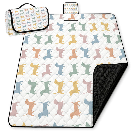 WFSM Dachshund Gifts Picnic Mat 80x60 Inch, Dachshund Lover Gifts, Colorful Weiner Dog Outdoor Play Mat for Adults and Toddlers Waterproof Sandproof Beach Blanket Travel Camping Rug