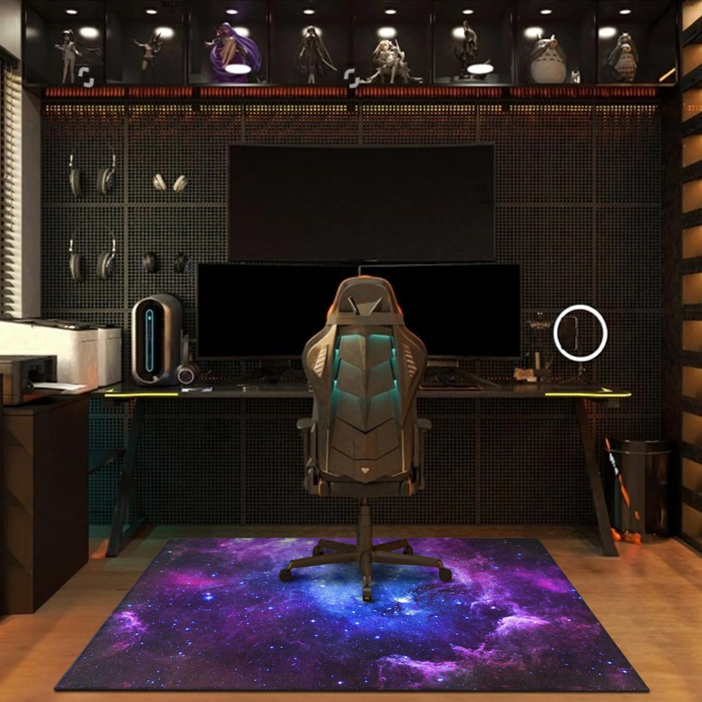 Gaming Chair Mat for Carpet Hardwood Tile Floor,36"x48" Gaming Rug for Gaming Room, Under Desk Non Slip Gamer Rug,Low-Pile Game Room Rug,Rubber Backing Large Gaming Chair Floor Mat,Galaxy Starry