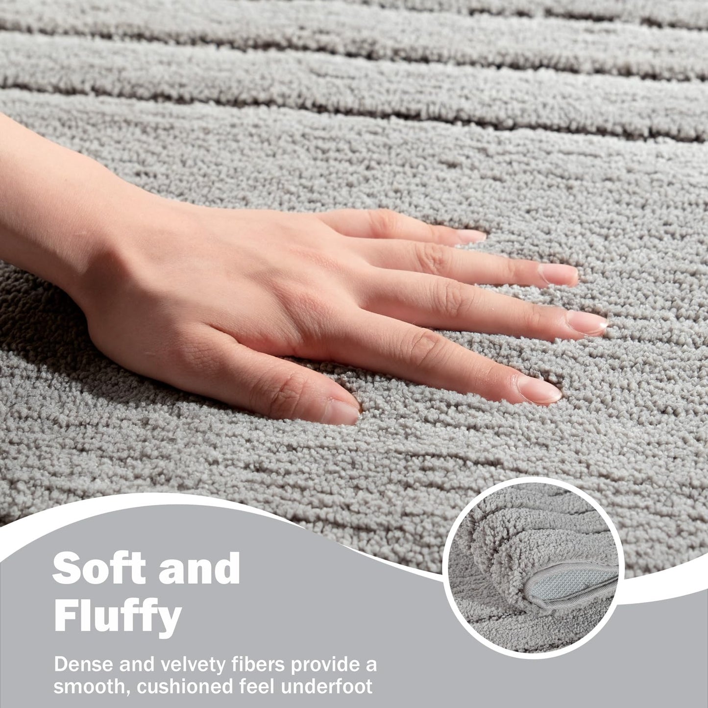 TANVILL Gray Bathroom Runner Rugs, Non-Slip Extra Long Bath Mat