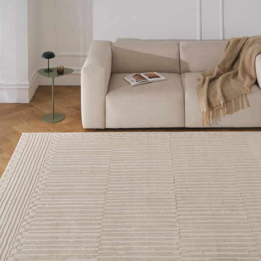 Revival Rugs Soloba 7'x9' Area Rugs for Living Room Bedroom Dining Room - Washable, 100% Recycled, Oeko-TEX Certified, Modern, Medium Pile, Beige, Cream