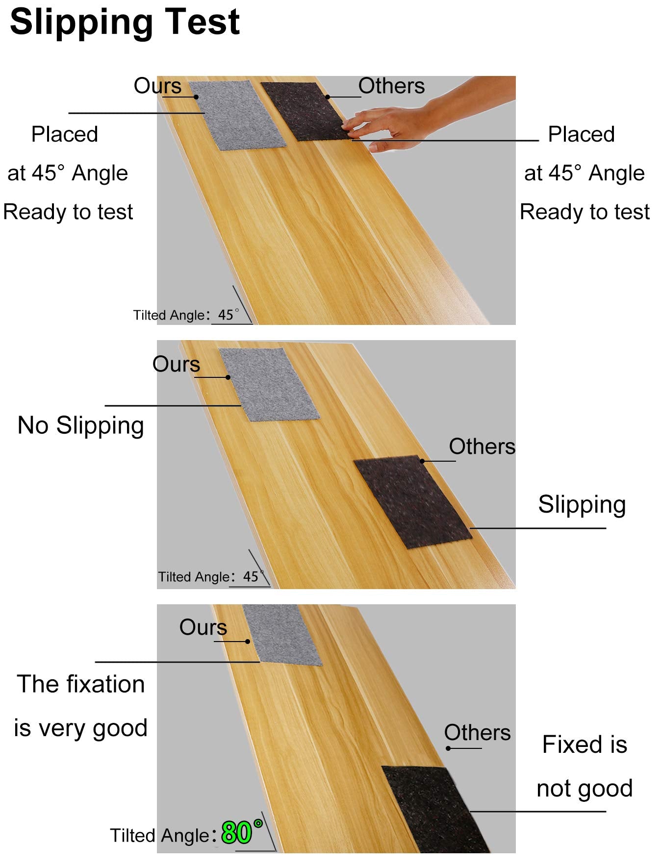 Non Slip Rug Pad Grippers - 9x12 Ft, 1/8" Thick, (Felt + Rubber) Double Layers Area Carpet Mat Tap, Provides Protection and Cushioning for Hardwood or Tile Floors