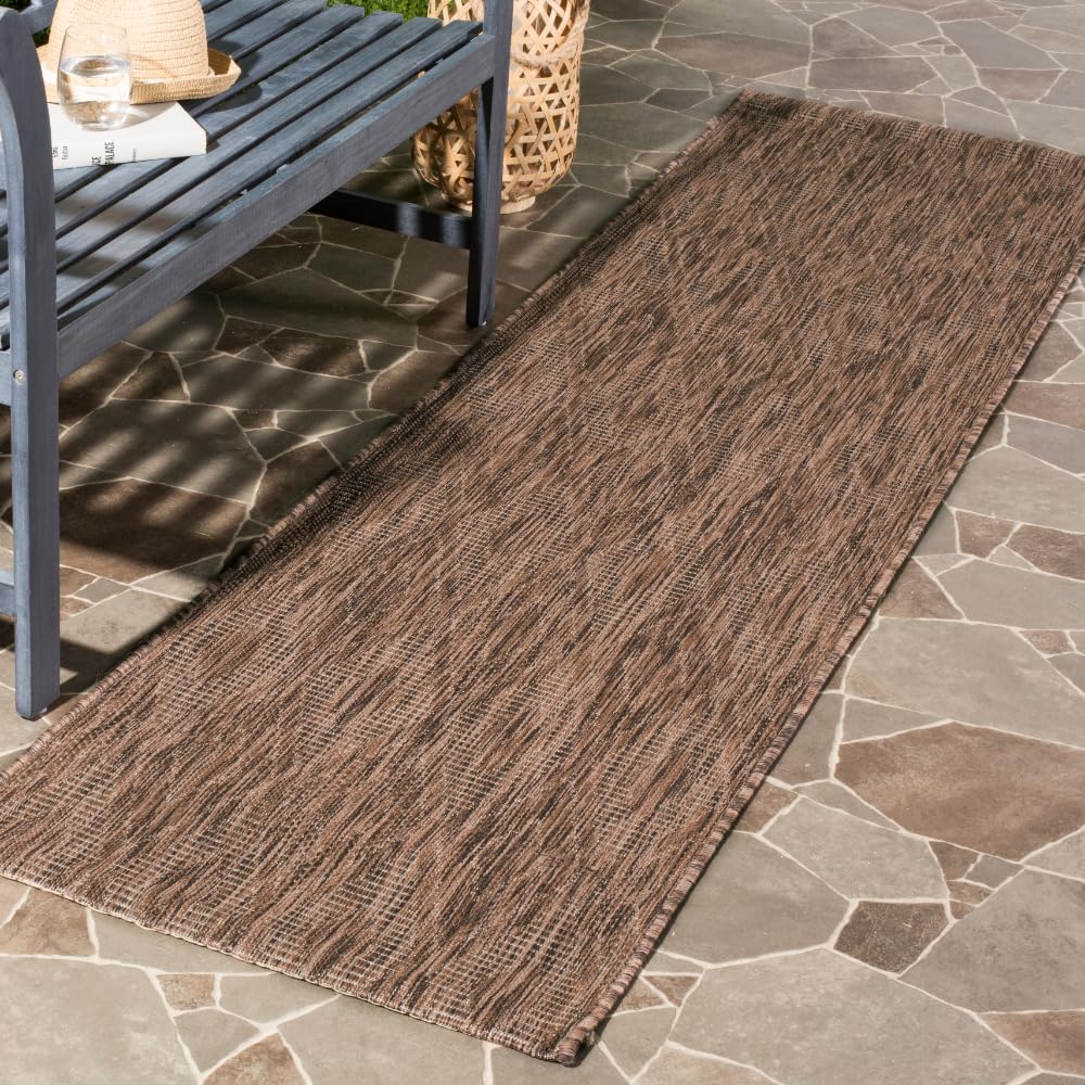SAFAVIEH Washable Rug Outdoor Courtyard Collection - 2'3" x 6'7" Runner, Brown, Non-Shedding & Easy Cleaning, Ideal for Patio, Entryway, Mudroom, Hallway, Kitchen (CY8522-36322)