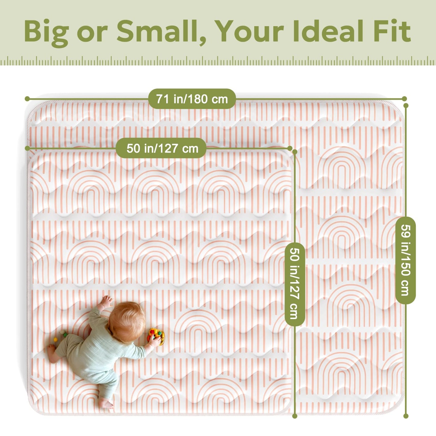 Mallify Baby Play Mat for Floor, 50"x50" Playpen Mat, 1.1" Thick Foam Playmat for Tummy Time, Non-Slip Crawling Mat for Babies and Toddlers, Infants, Pink