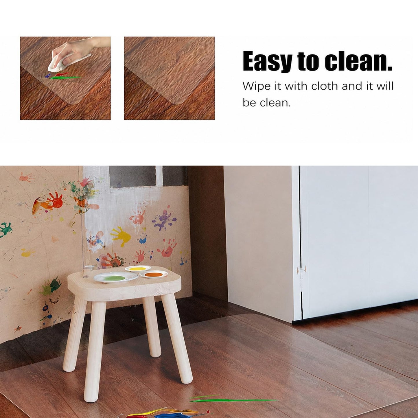 Kuyal Clear Chair mat for Hardwood Floor 46 x 60 inches Transparent Floor Mats Wood/Tile Protection Mat for Office & Home (46" X 60" Rectangle)