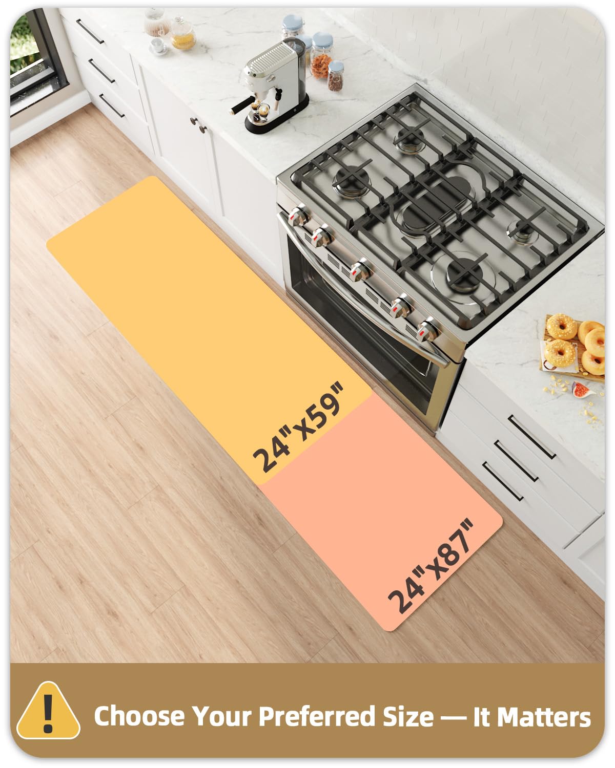 Color&Geometry Marble Kitchen Mats for Floor 24x59, Non Slip Wide Kitchen Runner Rug, Easy Clean, Oil & Water Resistant, Anti Fatigue Foam Standing Mat for Sink, Laundry, Office, Grey