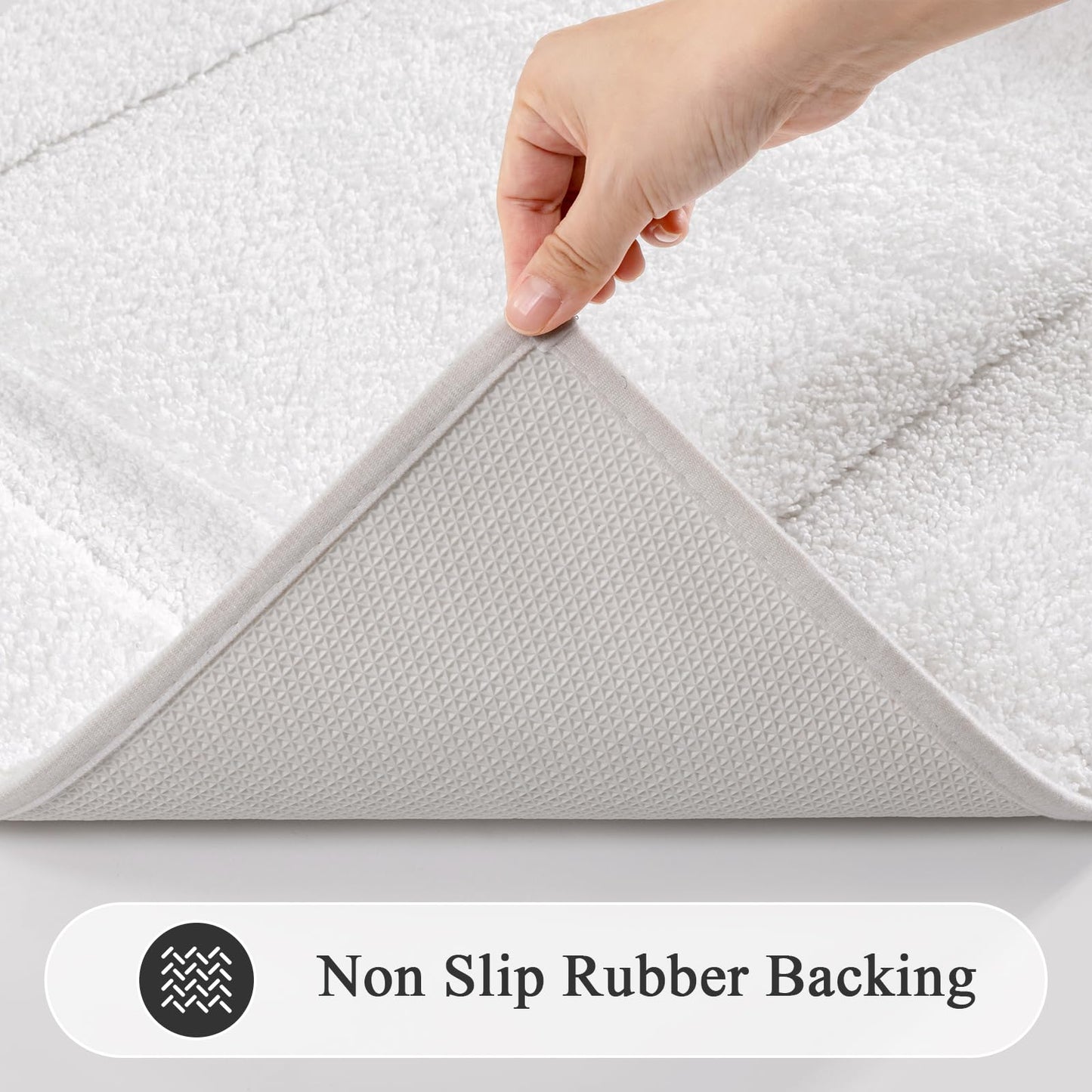 SHACOS Large Soft Bathroom Rugs 24"x60" Long Bath Runners Non Slip Washable Absorbent Bath Mats Carpets Bathroom Tub Double Sink Vanity Floor Mats, White 2'x5'