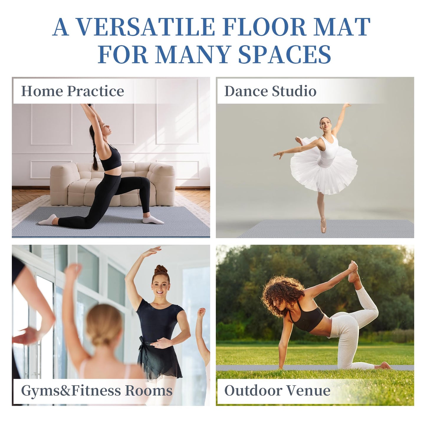 SINBDLAI Portable Dance Floor Mat, 4Ft x 6Ft Dance Floor with Straps for Ballet Jazz & Pop, 4.5mm Durable Non-Slip Grey PVC Exercise Flooring, Great for Home, Dance Schools