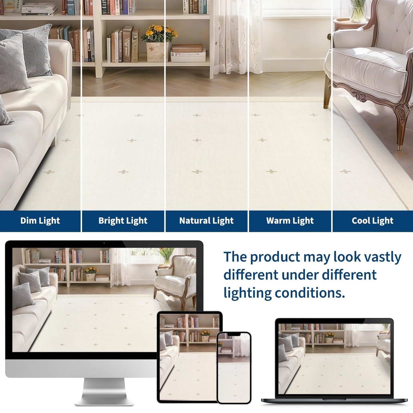 Garvee Washable 9x12 Area Rug for Living Room Beige Rug Non Slip Soft Bedroom Rugs Neutral Cream Low Pile Stain Resistant Carpet for Nursery Dining Room Classroom Playroom, Beige