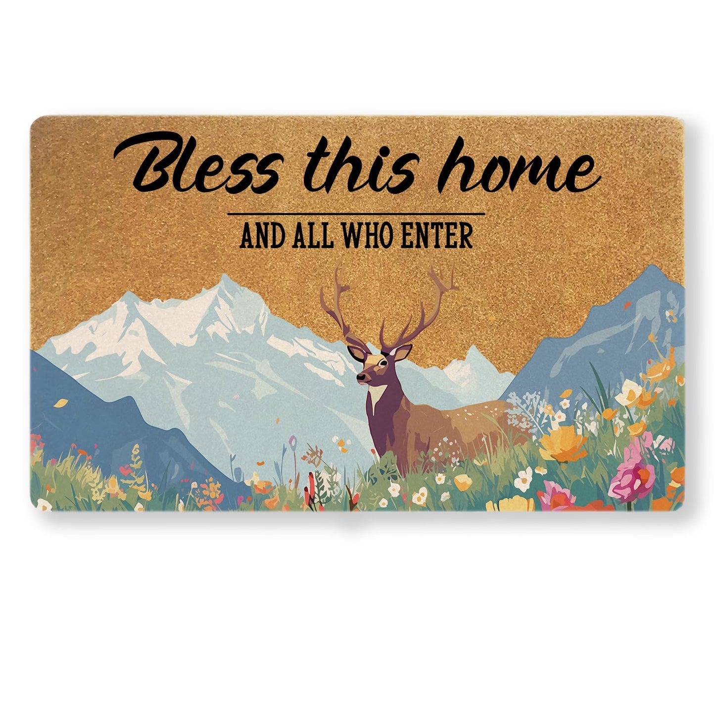 Uilatyu Bless This Home and All Who Enter Deer Door Mat