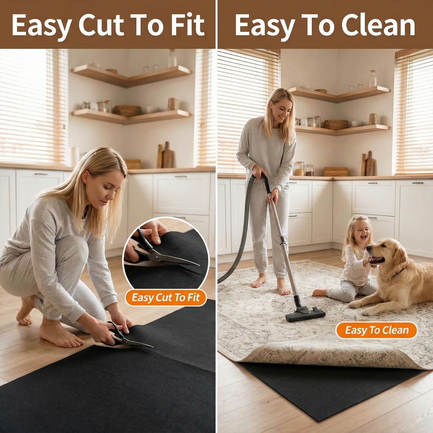 AHEONLAR Non-Slip Rug Pads, Waterproof Extra Large Area Rugs Pad 4'x6' Non Skid Felt Pads Rugs for Living Room, 1/4 inch Thick Carpet Padding Protector Mat Floor Mat