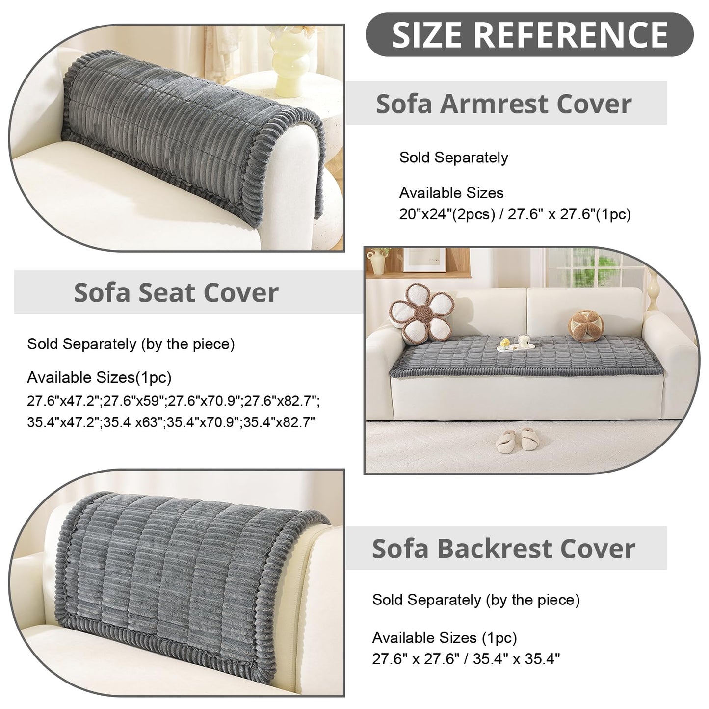 OstepDecor Couch Cover for Dogs, Washable Non Slip Sofa Cover for Pets, Soft Couch Covers for Sofa, Loveseat and Sectional, Furniture Protector Against Pet Hair & Scratches (27.6" x 27.6", Dark Grey)