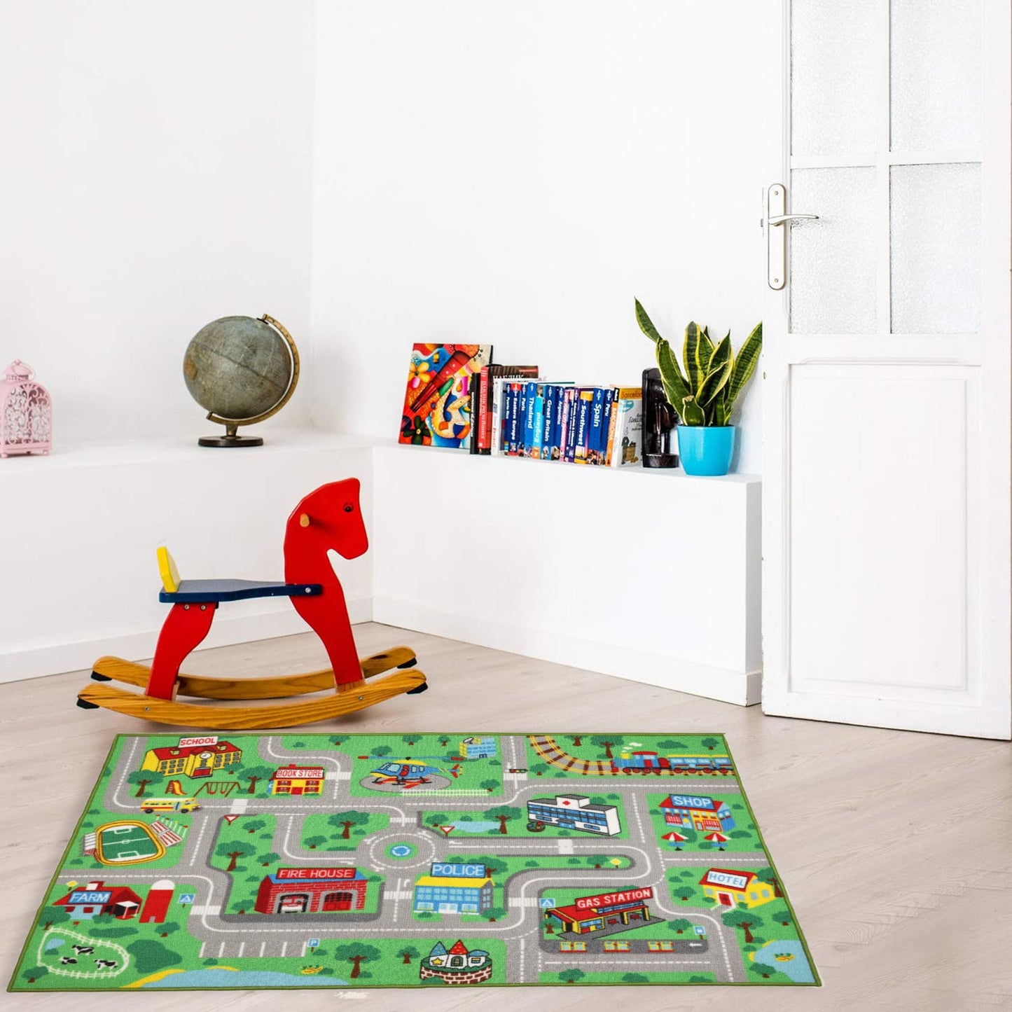 Yincimar Kids Play Rug for Playroom 5.2x3.3 ft Town City Road Map Car Mat Play Mat Educational Learning Carpet Area Rug for Boy Girl Toddler Bedroom Playroom