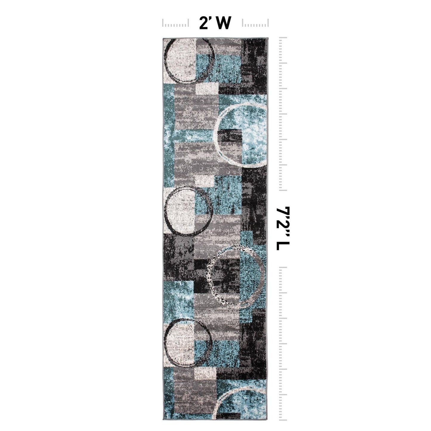 Rugshop Contemporary Abstract Circle Design Soft Runner Rug 2' x 7'2" Gray