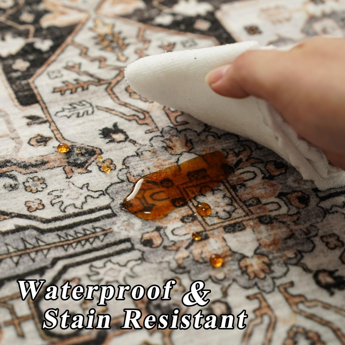 RUUGME Black Washable Entry Rug : 3x4 Rugs for Entryway Kitchen Bathroom Indoor - Soft Stain Resistant Carpets Distressed Floor Decor Mat 3x4 Black