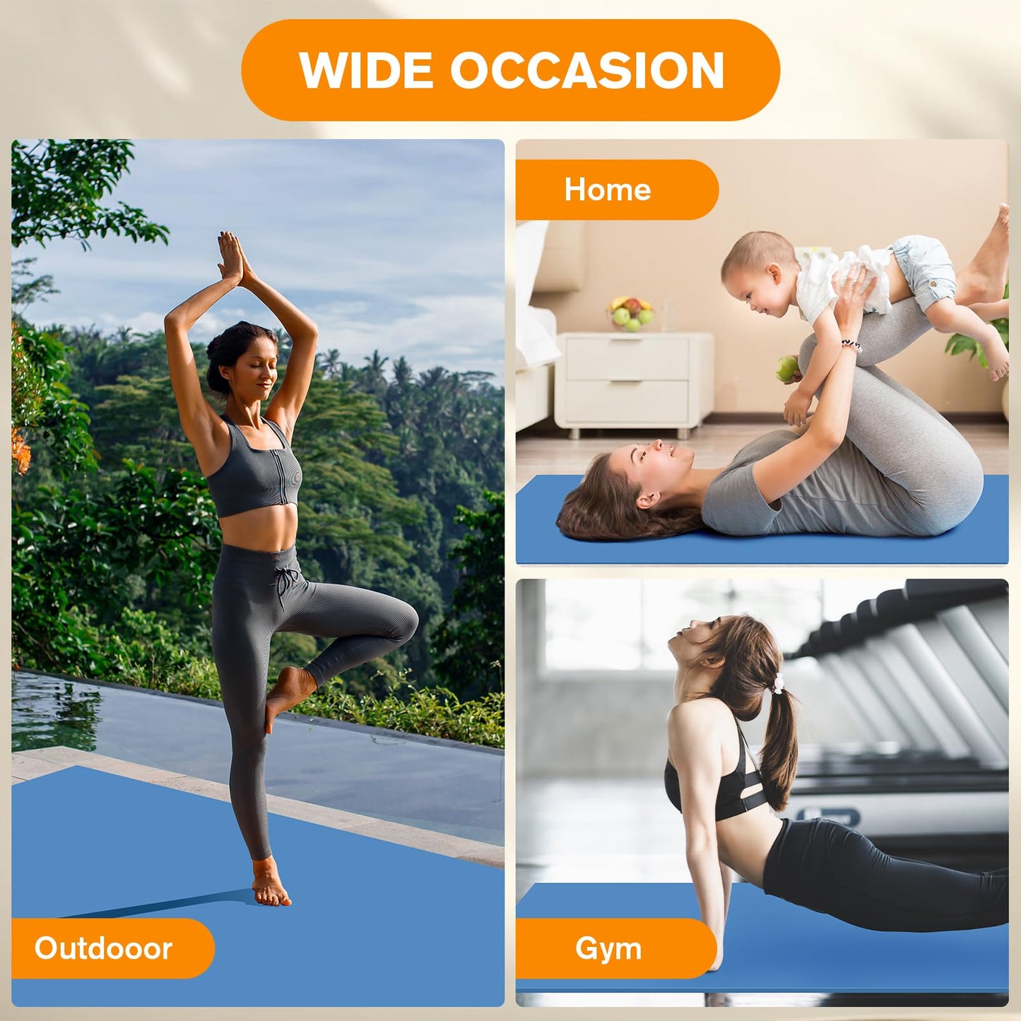 MDIBELZYH 6' x 4' Portable Marley Floor Mat, Non-Slip 5mm PVC Dance Practice Surface with Shoulder Strap for Ballet, Jazz & Home Studio, Blue
