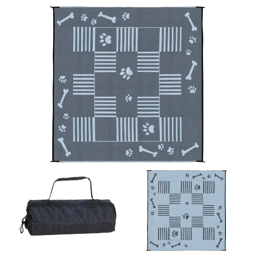 Stylish Camping DA1 Black/White 9' x 9' Dog Paw Bone Mat
