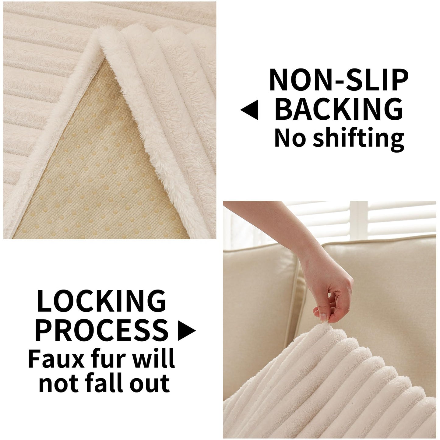 HAOMAIJIA Waterproof Couch Cover for Dogs Washable,Faux Fur Pet Couch Covers for Sofa,Soft Dog Bed Cover Non-Slip Couch Covers for 3 Cushion Couch Sofa Pet Friendly (Off White, 35" x 74")