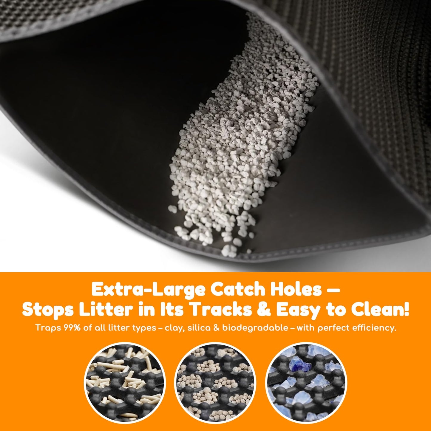 blissstorm Waterproof Cat Litter Mat - New 24x16 Inch Honeycomb Double Layer Traps Litter, Waterproof & Non-Slip Floor Protector, Easy Clean, Odor-Free, Cream