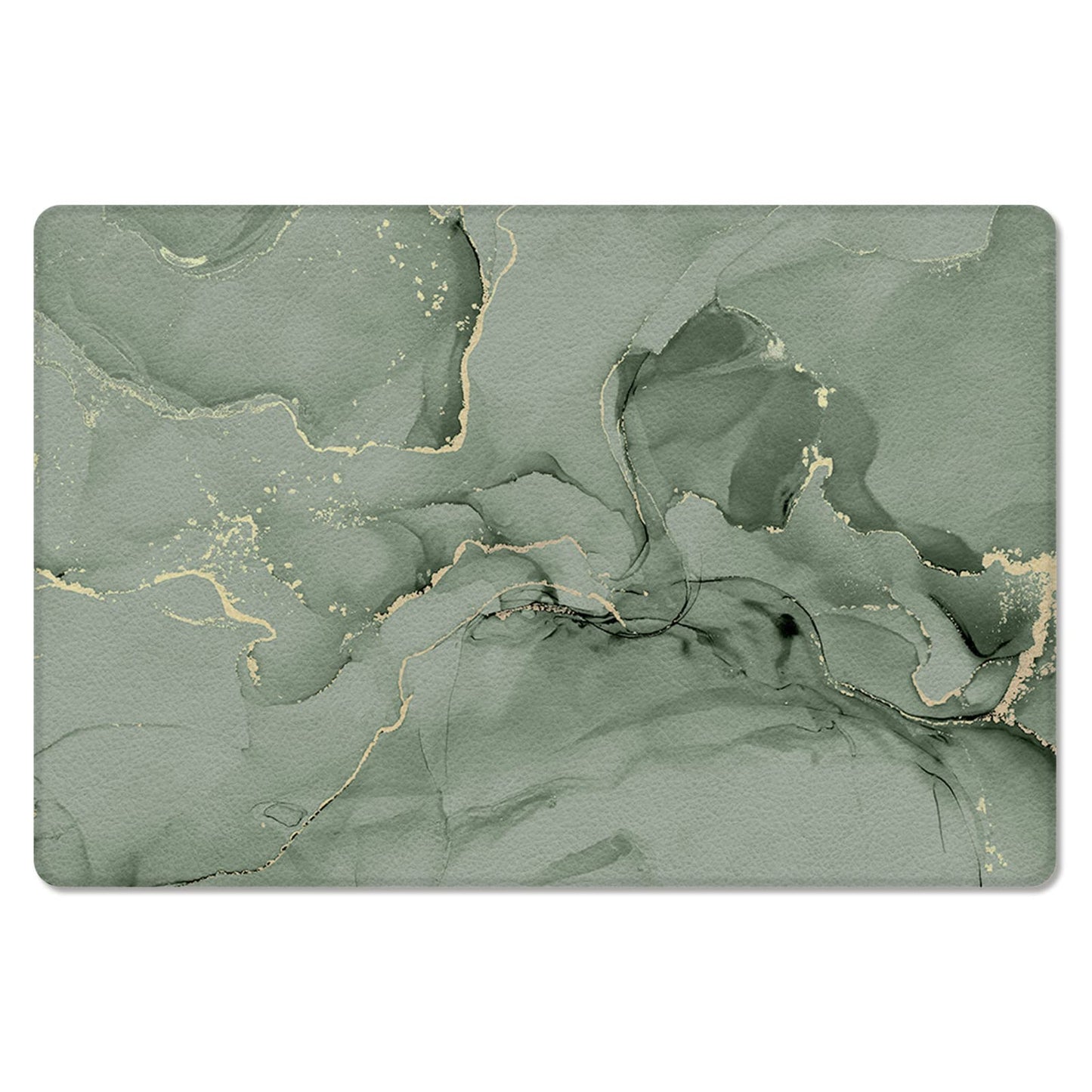 Marble Antifatigue Kitchen Bath Door Mat Cushioned Runner Rug,Washable Welcome Floor Sink Mat,Waterproof Non-Slip Comfort Standing Doormat for Kitchen,Modern Abstract Marbling Sage Green Gold16 x24
