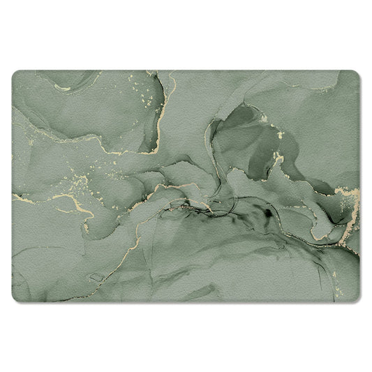 Marble Antifatigue Kitchen Bath Door Mat Cushioned Runner Rug,Washable Welcome Floor Sink Mat,Waterproof Non-Slip Comfort Standing Doormat for Kitchen,Modern Abstract Marbling Sage Green Gold16 x24