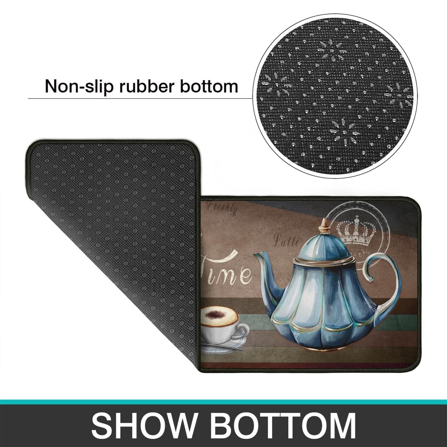 BOOWEATS 2 Piece Coffee Kitchen Decor Rug Set, Home Kitchen Sink Rugs and Mats Non Skid Washable Absorbent Microfiber Kitchen Floor Carpet 17"x47"+17"x30"