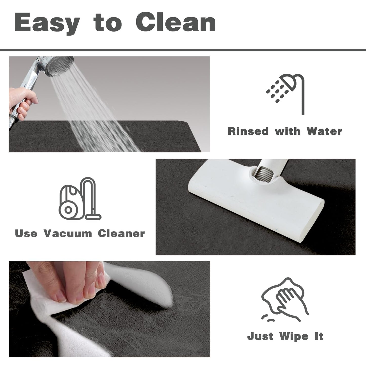 TYUU Toilet Rug, Thin Toilet Rugs U Shaped Washable Non Slip Absorbent Quick Dry Low Pile Toilet Mat, 20"x24" U Shape Black