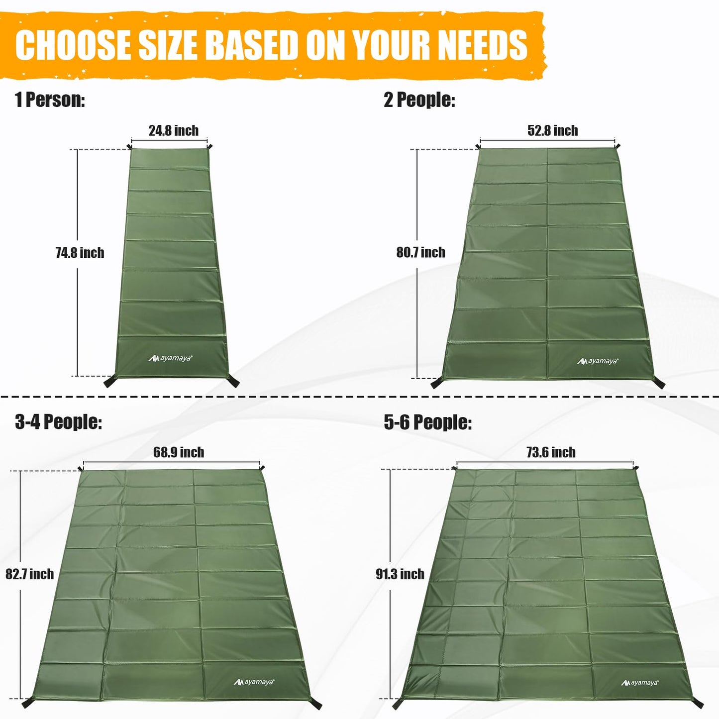 AYAMAYA Foam Sleeping Pad for Camping - Foldable Camping Mattress for 5 6 Person, Extra Thick Waterproof Tent Footprint Inner Camping Mat for Outdoor Backpacking Hiking Picnic Camping