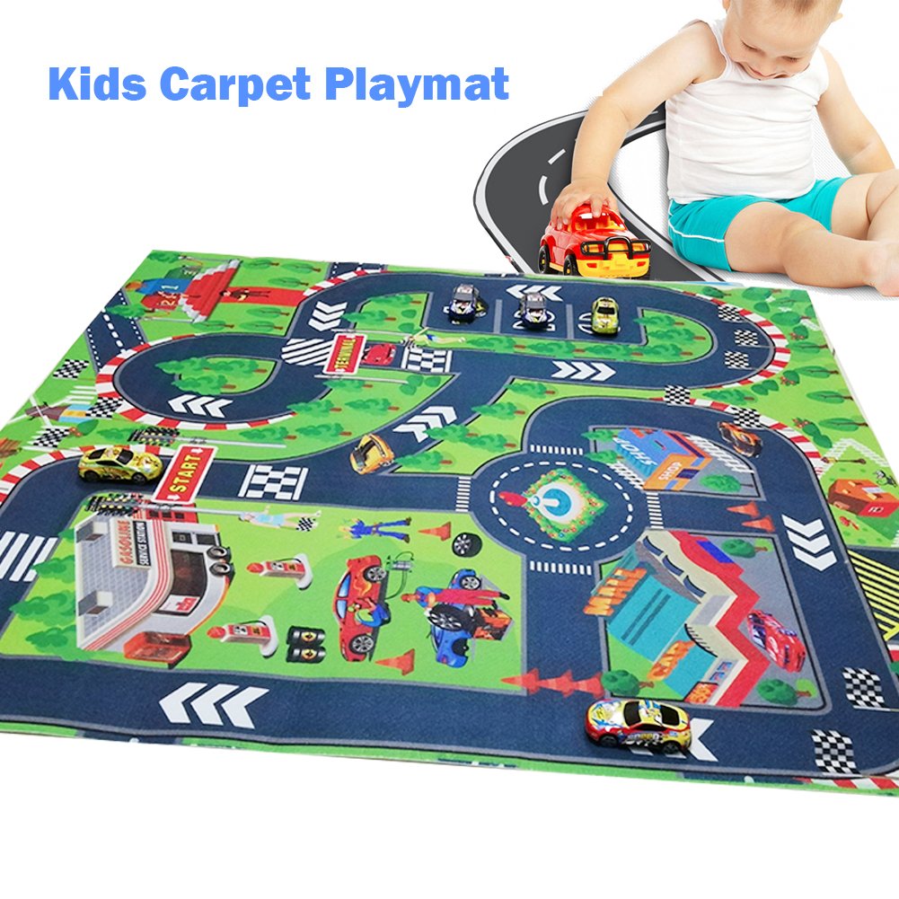 Road Playmat,Carpet Playmat,Great for Playing with Cars,Children Educational Road Traffic Play Mat- Learn and Have Fun Safely