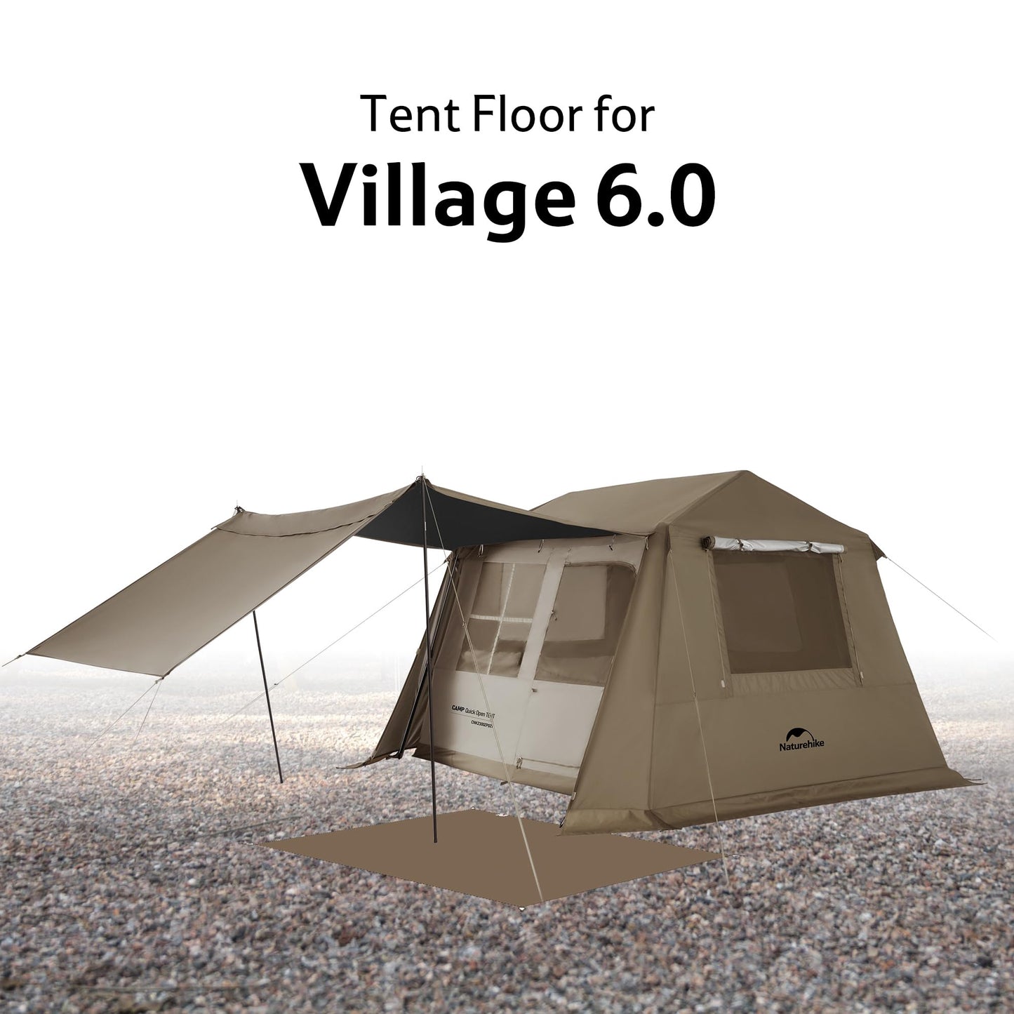 Naturehike Village Tent Footprint,Waterproof PU 3000mm Wear-Resistant Groundsheet Floor Mat