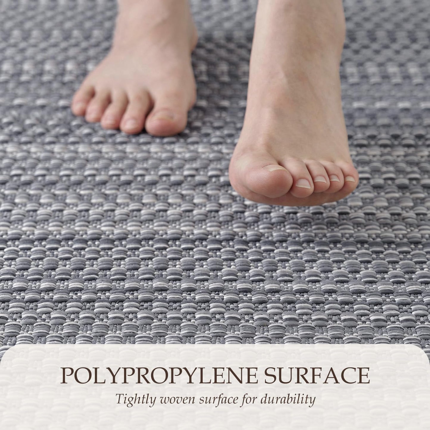 Thin Kitchen Rugs Non Slip Washable,Low Profile Kitchen Mats for Floor In Front of Sink,Dishwasher, Refrigerator, Tile & Hardwood Floors,Absorbent Easy Care Thin Runner Kitchen Floor Mat,17"*47",Grey