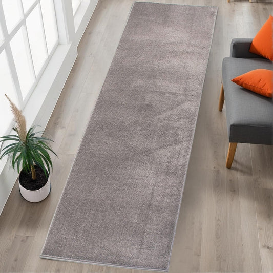 RugStylesOnline Custom Size Runner Rug Solid Color Extra Long Runner Rugs for Hallways 30 Inch Wide x Pick Your Size by Feet Slip Skid Resistant Rubber Back Rug Runners (Grey, 5 ft x 30 in)