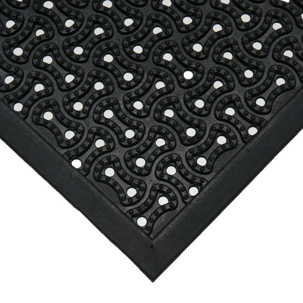 Rubber-Cal Dura-Scraper Drainage Commercial Door Mat - 3/8 in x 2 ft x 3 ft - Black Rubber Doormats