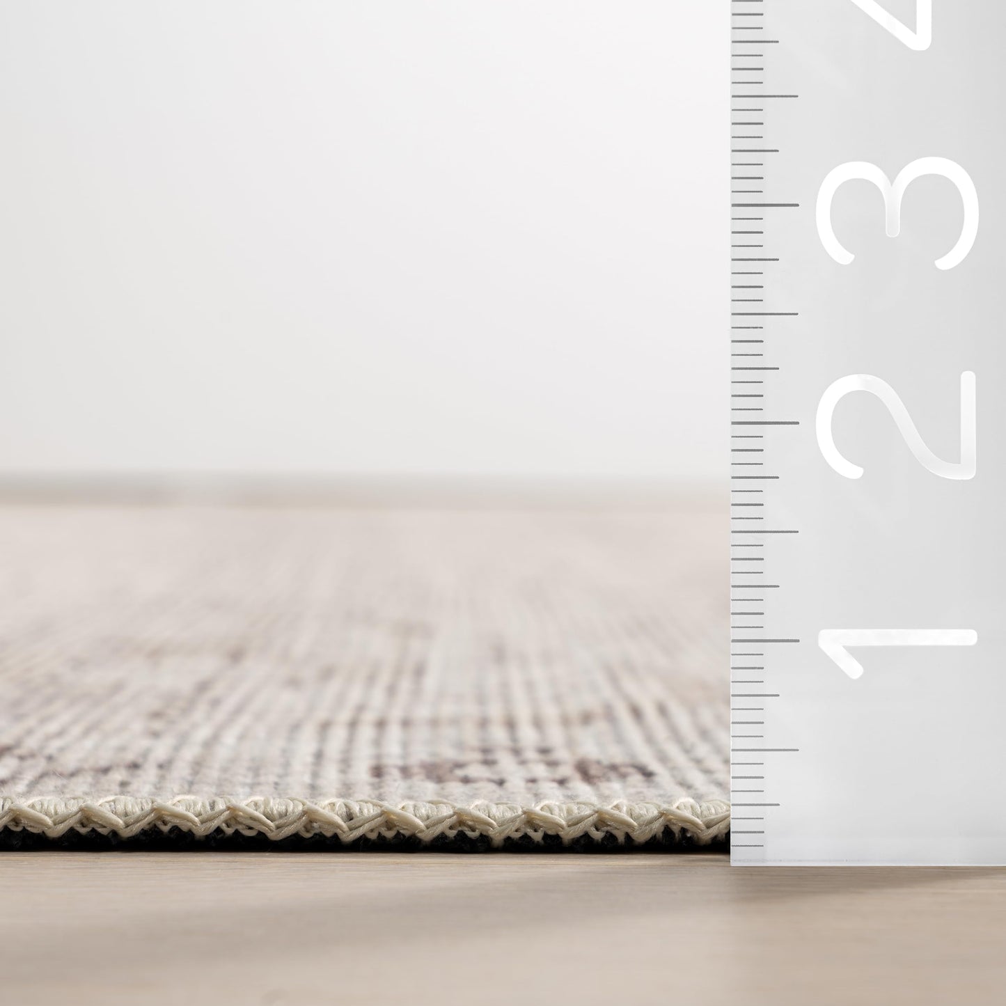 nuLOOM 4' x 6' Green Haven Collection Indoor Area Rug, Recycled Cotton, Machine Washable, Stitched Edging, Flat Woven, Ariya Cream