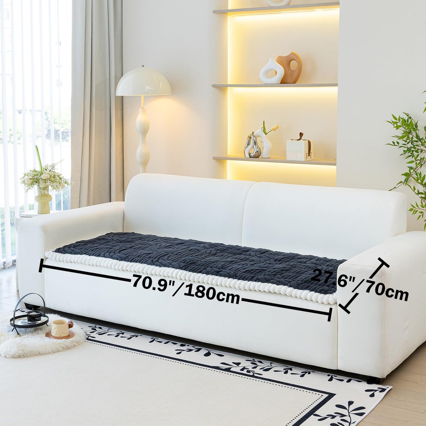 XFEXM Couch Cover for Dogs, Washable Non-Slip Pet Sofa Protector, Soft Sofa Slipcovers Cushion Protector for Dogs and Cats. (Dark Gray, 27.6" x 70.9" x 1.5")