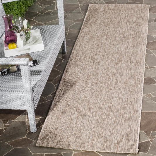 SAFAVIEH Washable Rug Outdoor Courtyard Collection - 2'3" x 12' Runner, Beige & Beige, Non-Shedding & Easy Cleaning, Ideal for Patio, Entryway, Mudroom, Hallway, Kitchen (CY8522-36311)