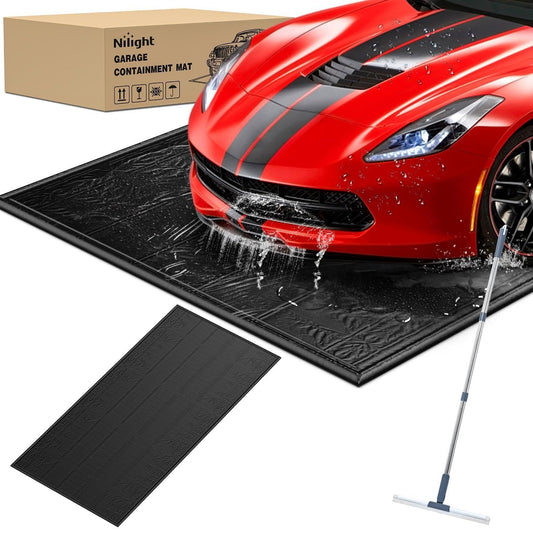 Nilight Garage Containment Mat 8'6" x 22' PVC Garage Floor Mat with 1.4" Raised Foam Edge Waterproof Heavy Duty Garage Parking Mat for Full Size Pickup Trucks SUVs Luxury Sedans Class B Motorhomes