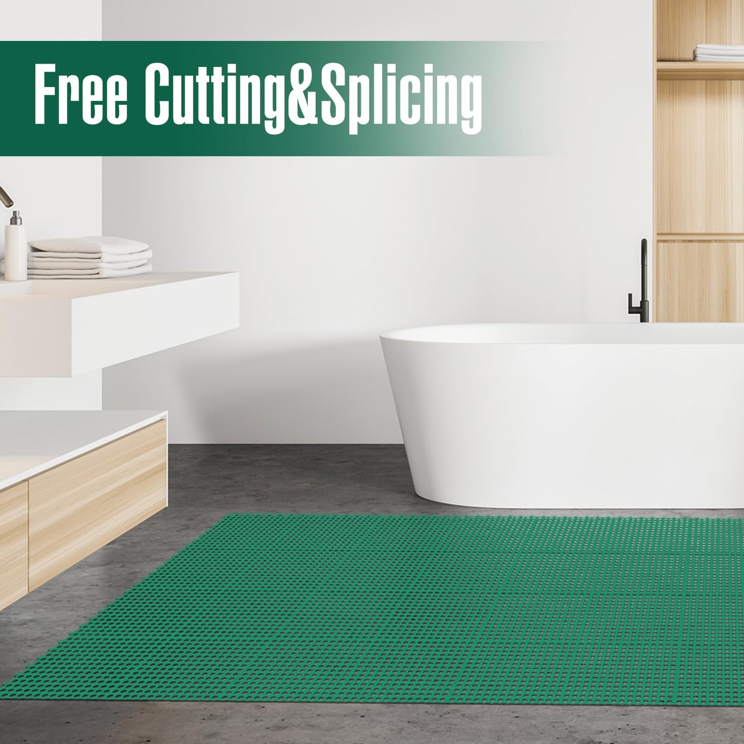Tinideya 50 Pcs Drainage Mats 11.8'' x 11.8'' Modular Interlocking Floor Drainage Tiles Splicing Pool Floor Mat, Non Slip TPE Soft for Outdoor Deck Greenhouse Shower Bathroom Pool(Grass Green)