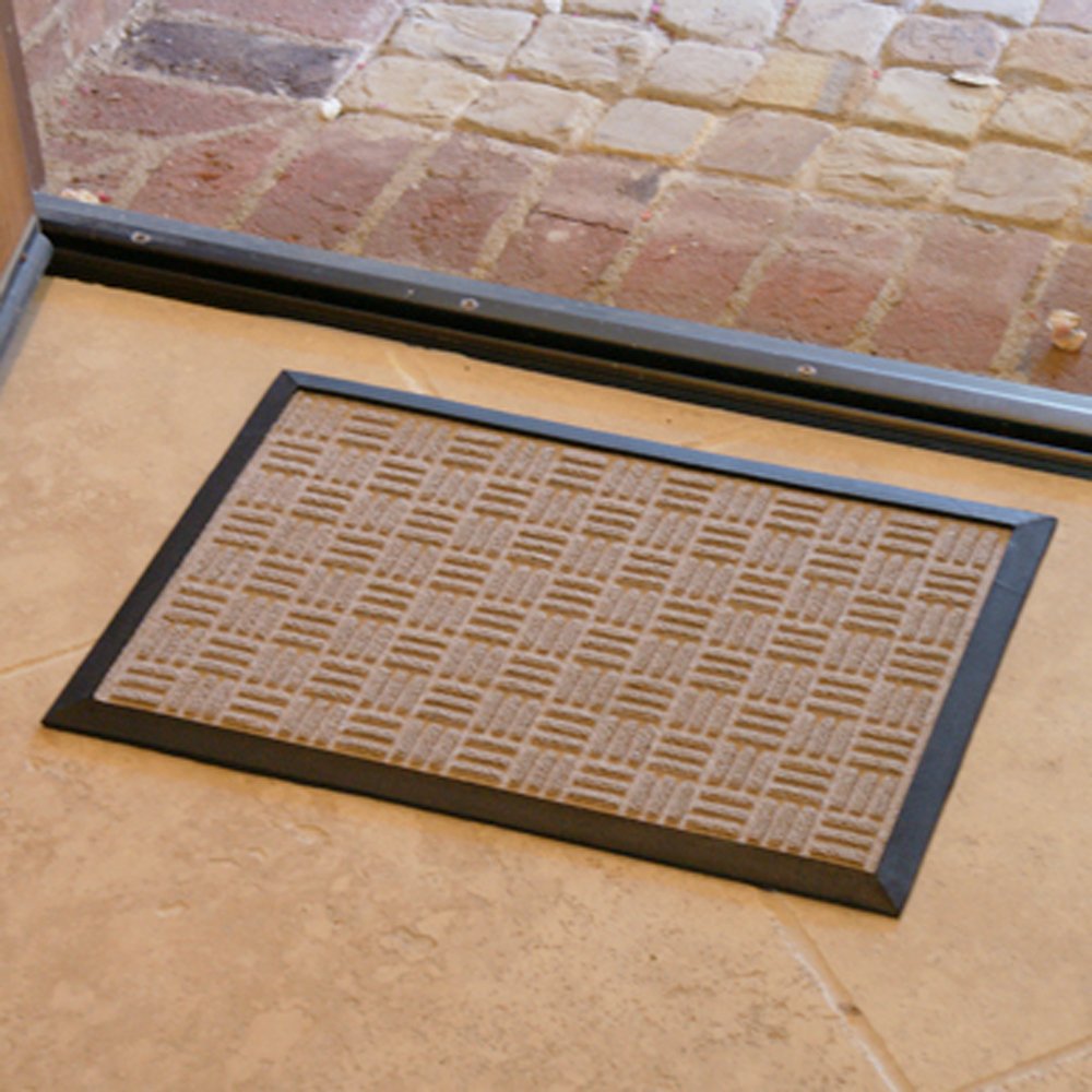 Rubber-Cal 03-197-ZWGR"Wellington" Rubber Carpet Door Absorbent Mat, 4' x 6', Gray