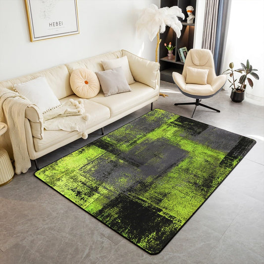 Erosebridal Grunge Lime Green Rug for Bedroom 3x5 Black Grey Watercolor Ombre Area Rug Hippie Graffiti Tie Dye Area Rugs Abstract Oil Painting Minimalist Indoor Floor Mat Non Slip