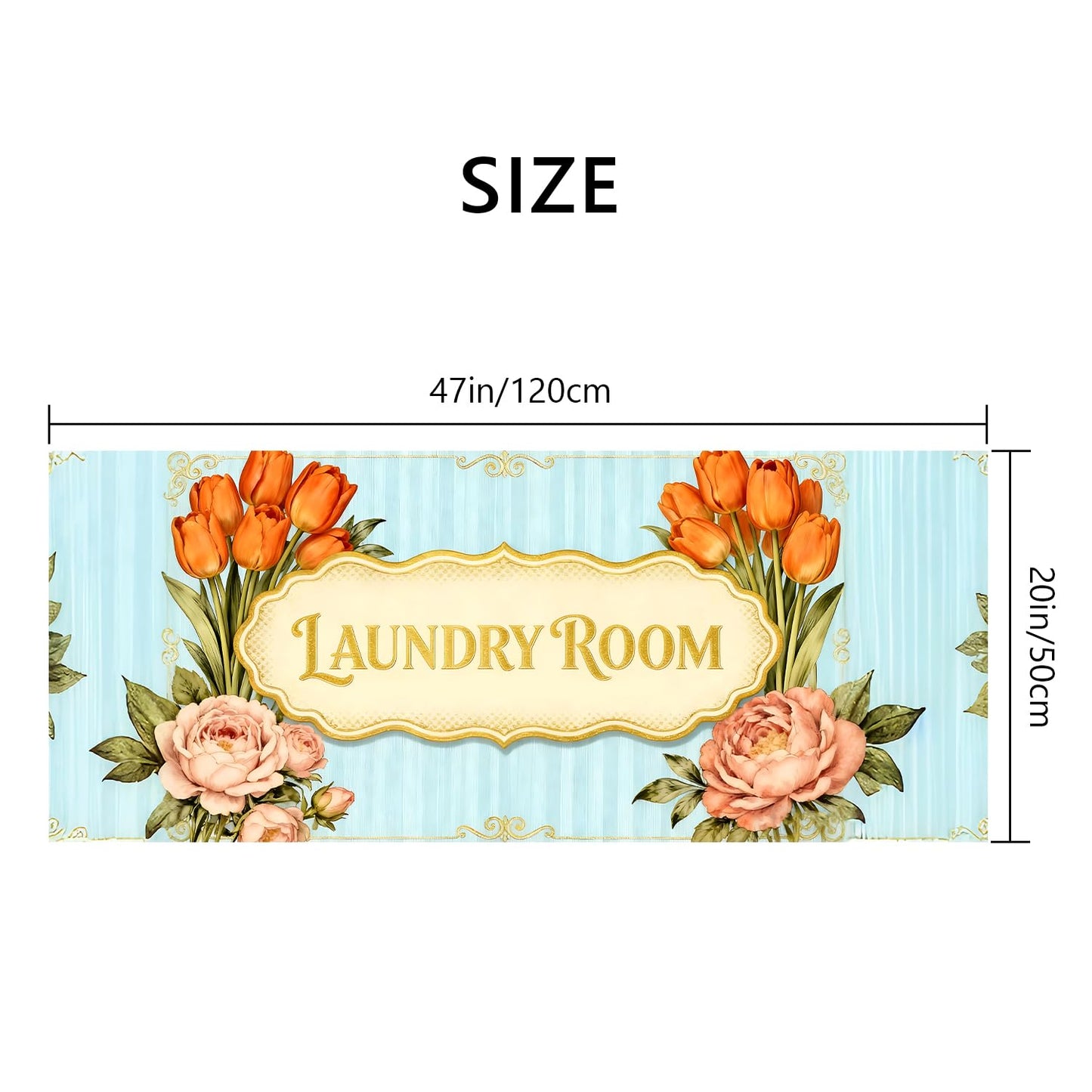 LEIWEIHOPE Runner Rug 20x47 inch, Non-Slip Waterproof Laundry Room Rug,Spring Summer Holiday Kitchen Runner with Festive Designs,Indoor Decorative Mat for Home (Pink Flower, 20x47 inch)