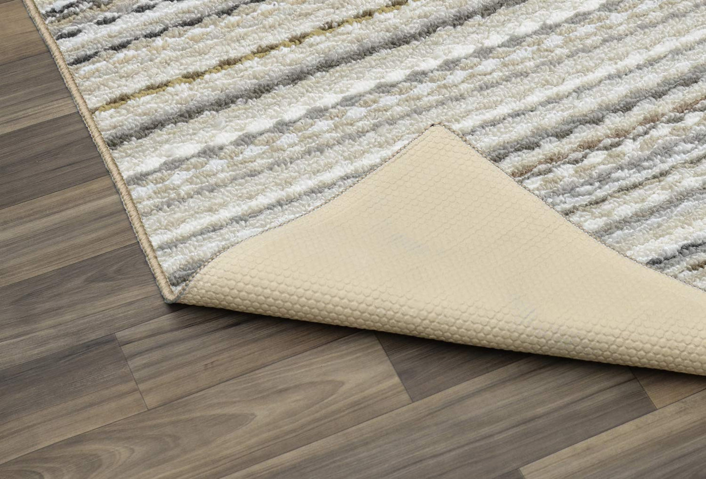 Garland Rug Carnival Stripe Non-Slip Recycled 2-Piece Rug Set Random Earthtone Stripes Area Rug – Modern, Stain-Resistant, Ideal for Living Rooms & High-Traffic Areas