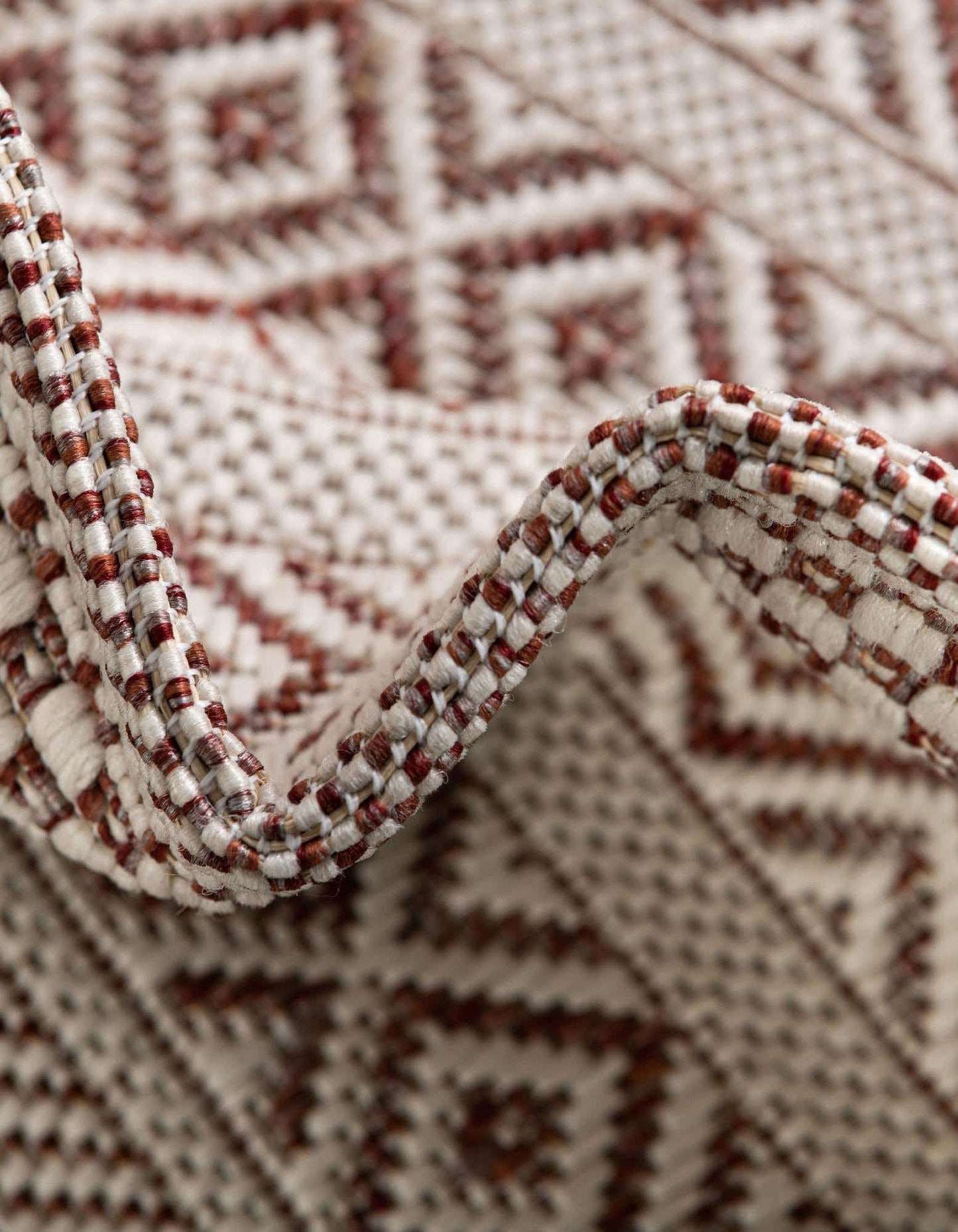 Unique Loom Outdoor Striped Collection Area Rug - Maia (10' Square, Red/Ivory)