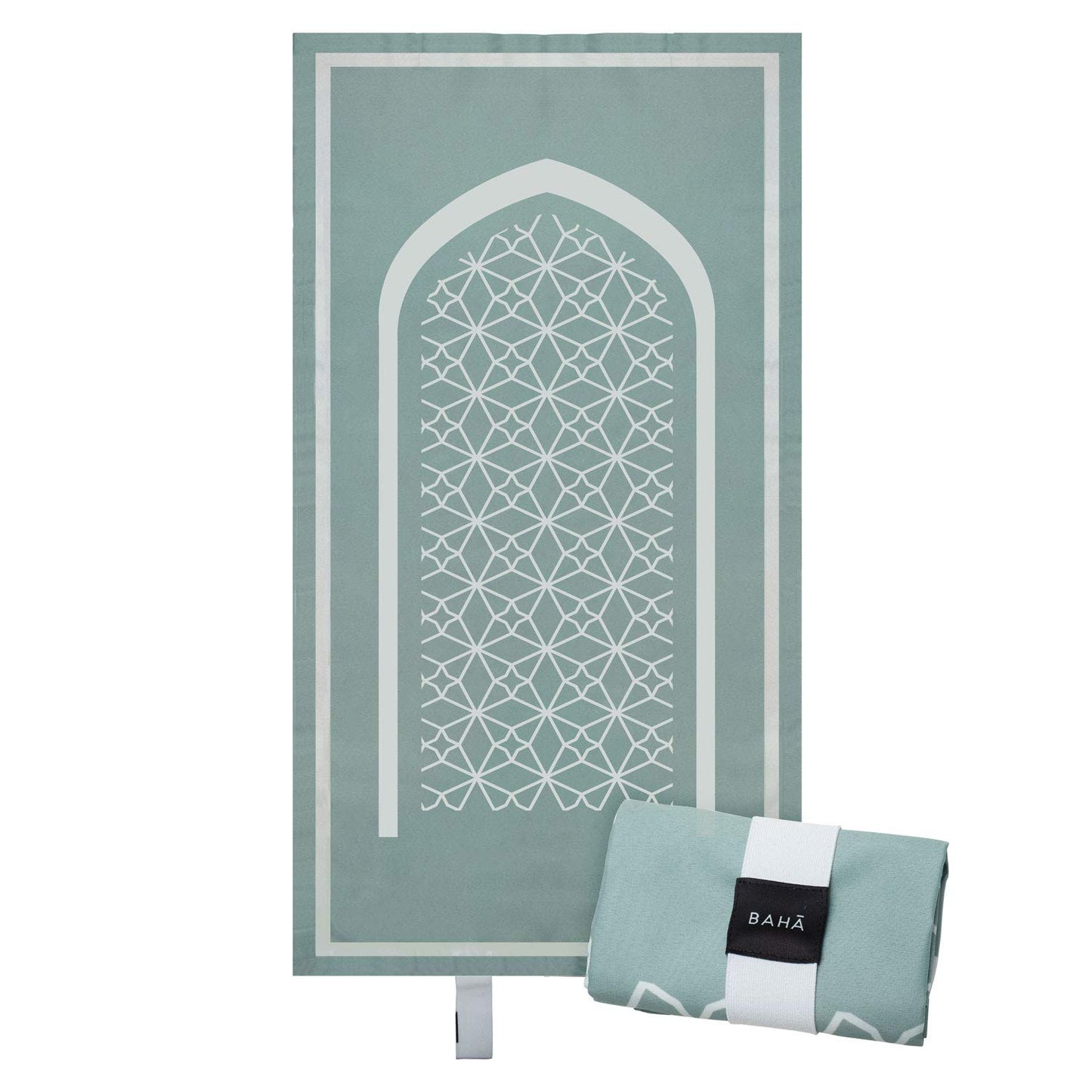 BAHĀ Portable Prayer Mat | Travel Prayer Mat, Foldable Prayer Rug for Muslims, Perfect Muslim Gift (Moss Green)