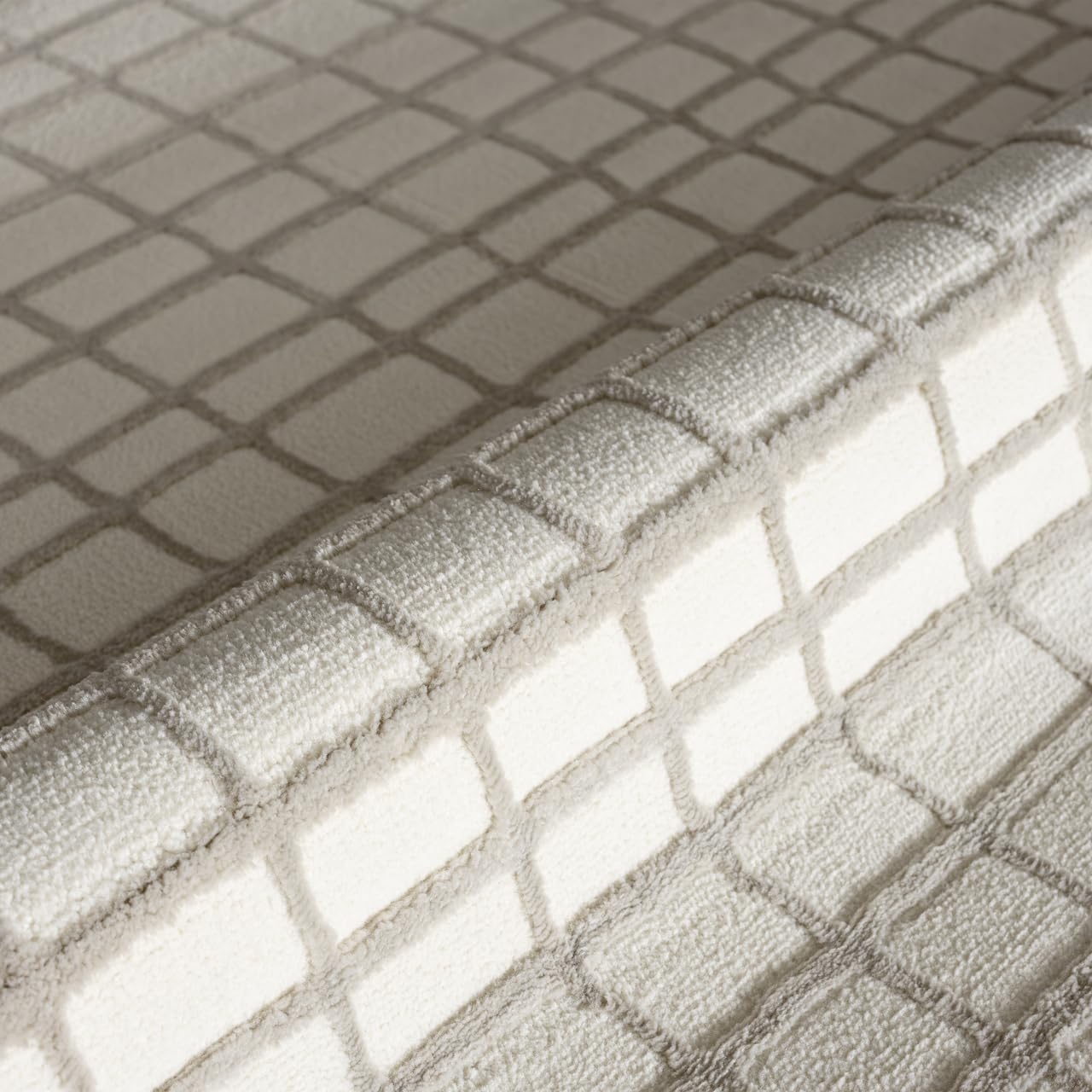 Abani Cream Grid Textured Area Rug - 5 x 8' - Chunky, Plush and Soft Washable Carpet - Perfect for Living Room & Bedroom - Plush Deco Collection