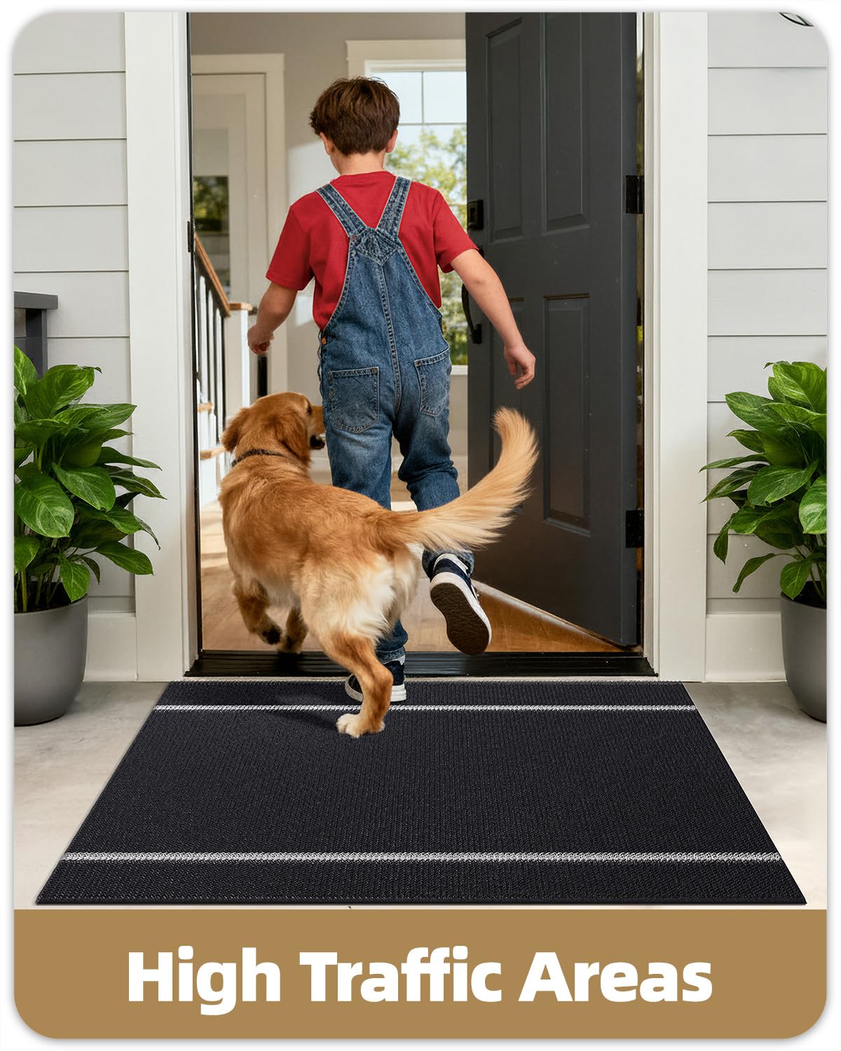 Color&Geometry Front Door Mat (1-Black, 24"x47")